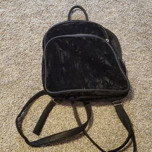 Black velvet mini backpack